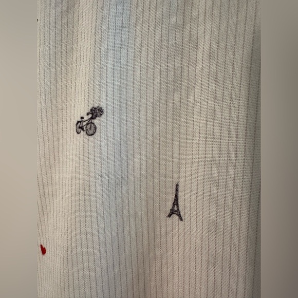 RAILS XS Taylor Little Paris Motif White Pinstripe Eiffel Tower Bicycle Whimsy - Picture 14 of 14